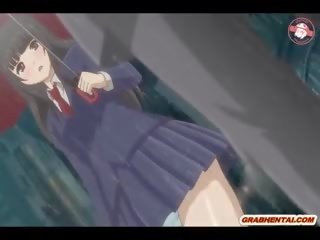 Jaapani anime lassie saab squeezing tema tissid ja sõrm
