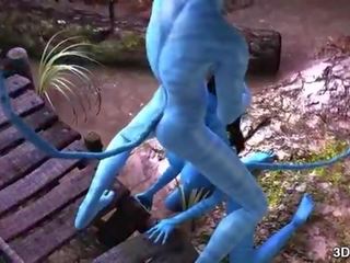 Avatar bohyne anál fucked podľa obrovský modrý putz